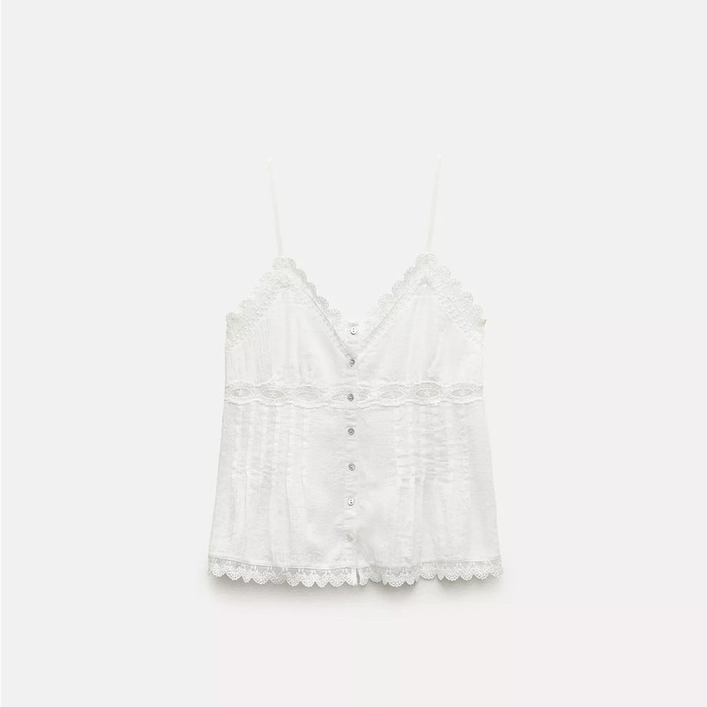 Zara Embroidered White Top